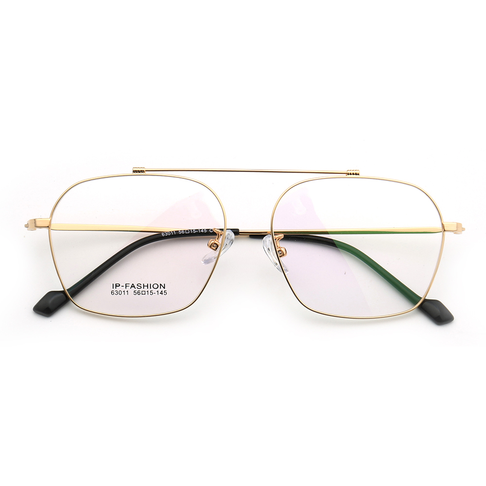 Los hombres de los años 80 óptica Retro de Metal marcos de gafas para hombres Plaza gafas Vintage gafas de prescripción de puente doble de oro