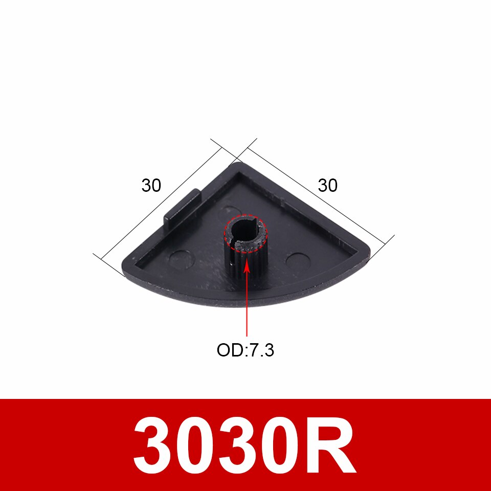 Plaque de couverture de capuchon d&#39;extrémité, profilé aluminium en Nylon noir pour Extrusion d&#39;aluminium EU /2040/3030/4040/4080/4545/5050/6060/100100 10 pièces: 3030R