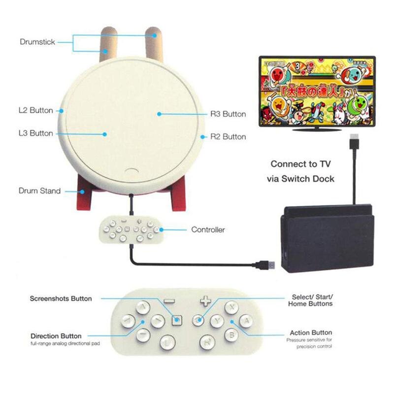 Voor Taiko Drum Compatibel Met N-Schakelaar, drum Controller Taiko Drum Sticks Video Games Accessoires Compatibel Met Nintendo Switc