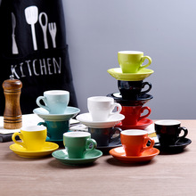 80cc färgade billiga tjocka keramiska espressokoppar fatset kafé hushållscaffe latte expresso stark kaffemugg bricka