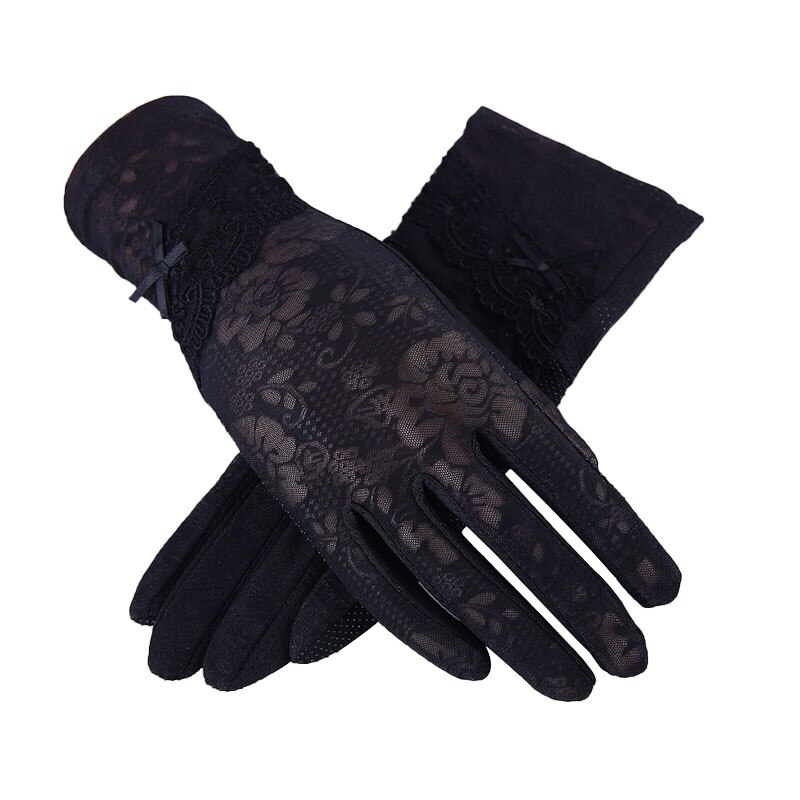 Vrouwen Zomer Boog-Knoop Outdoor Touchscreen Vinger Handschoenen Ijs Zijde Kant Zonnebrandcrème Anti-Slip Rijden Handschoenen
