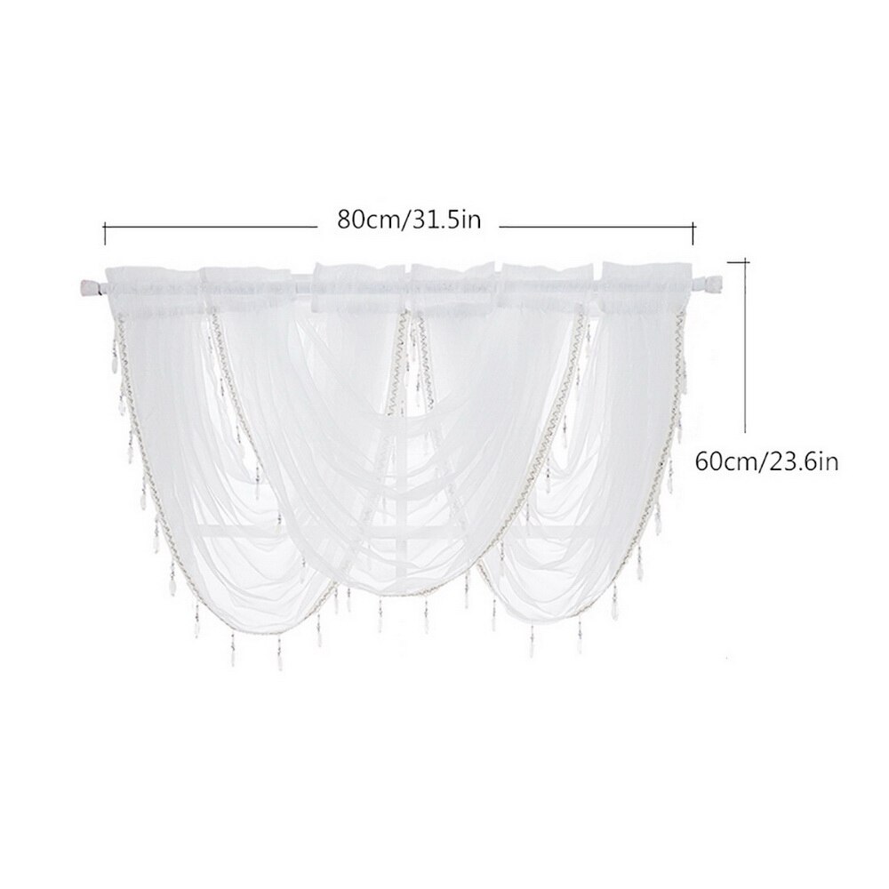 Vattenfall valance gardiner silver siden linje lyx pärlstav gardin valance rena fönster gardiner för kök vardagsrum