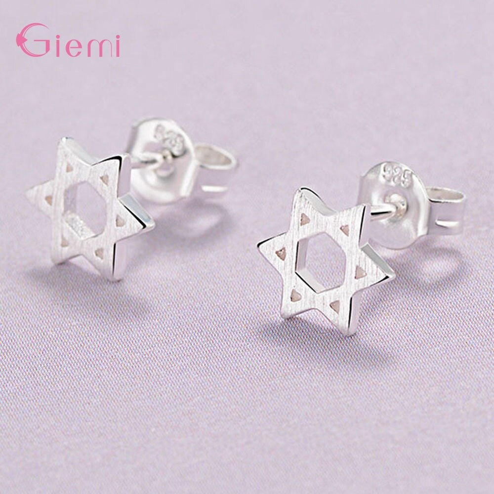 Cute Cartoon 925 Sterling Silver Orecchini Con Perno Coniglio Star Farfalla Della Piuma Gioelleria Raffinata E Alla Moda Delle Donne Della Ragazza Bambino Brithday Regalo: Hexagram