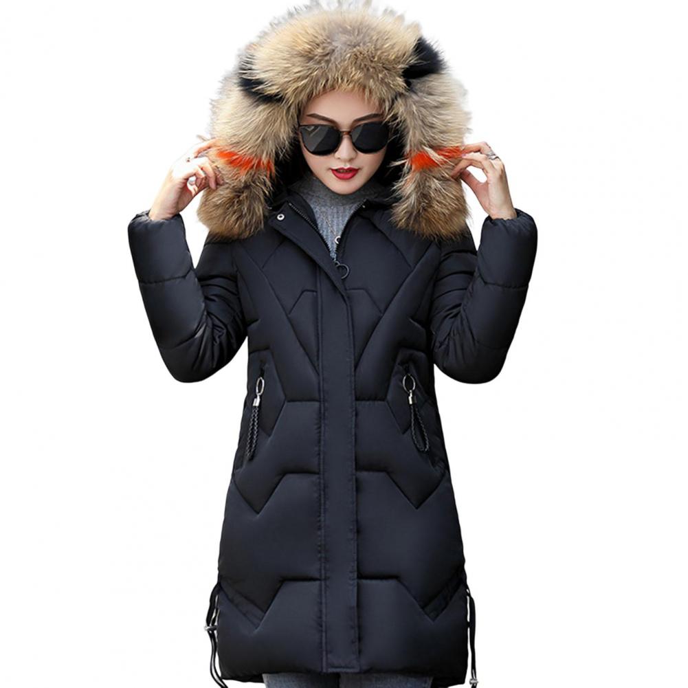 Geacă de iarnă pentru femei, parka, cu glugă, lungă, de culoare solidă, rezistentă la vânt, parka: L / Roşu