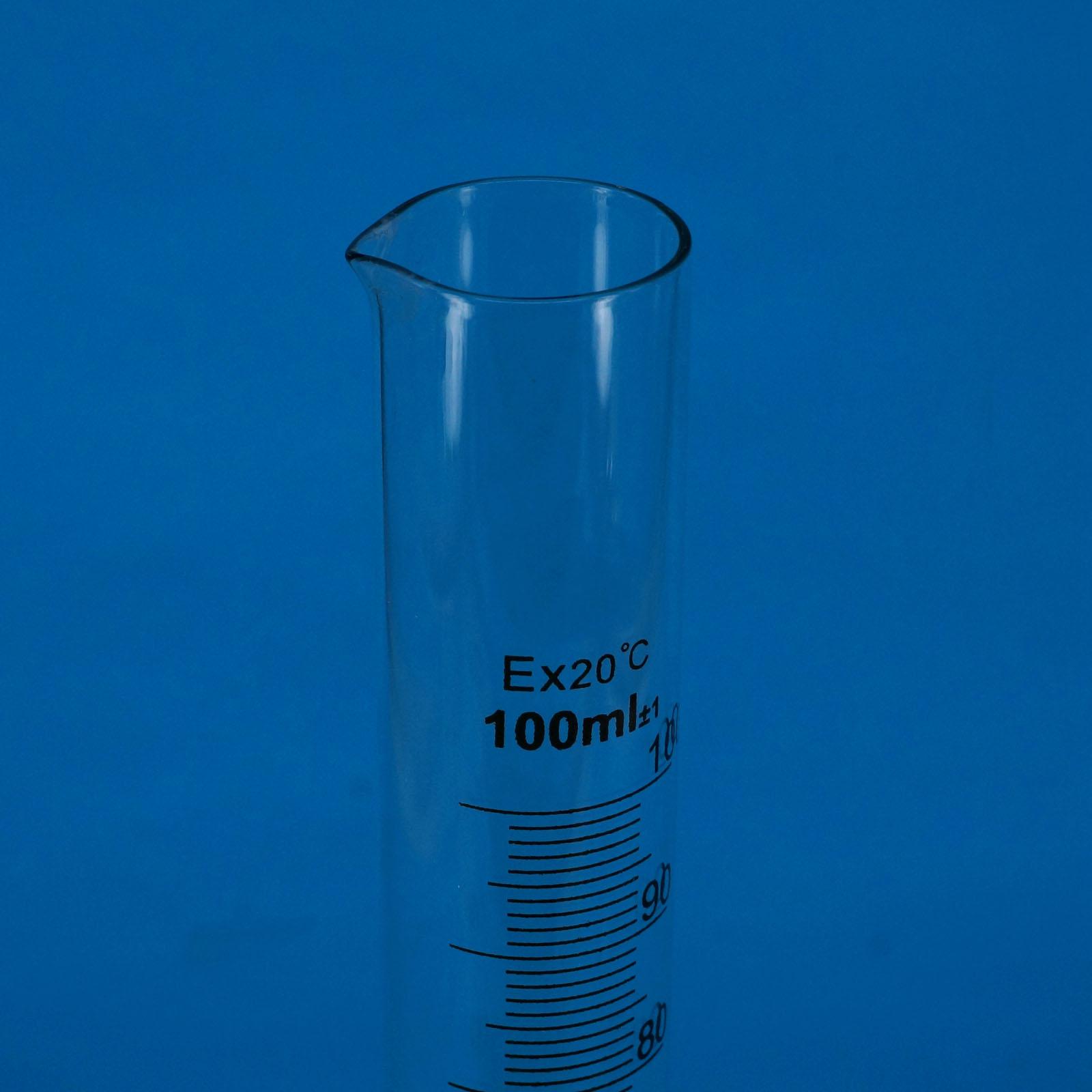 100ml Lab Glass Graduated Measuring Cylinder 110mm Height With Spout Glassware