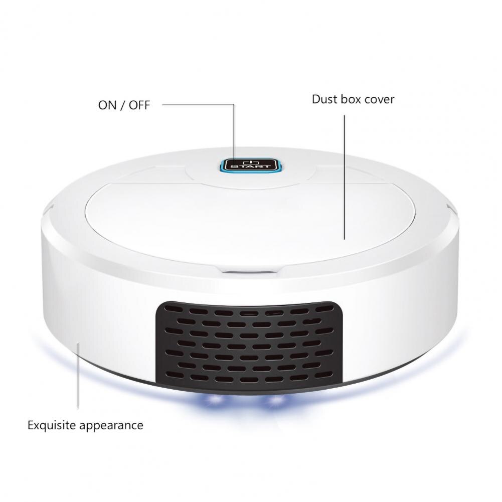 Robot barredora automático recargable, aspiradora de limpieza de suelo de 1600Pa: Negro