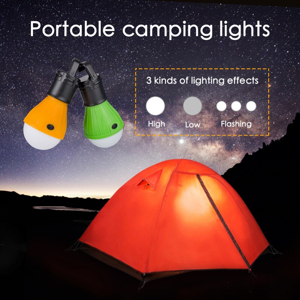 Bærbar udendørs camping lys lanterne telt lampe led pære nødlampe vandtæt hængende krog lommelygte brug 3* aaa