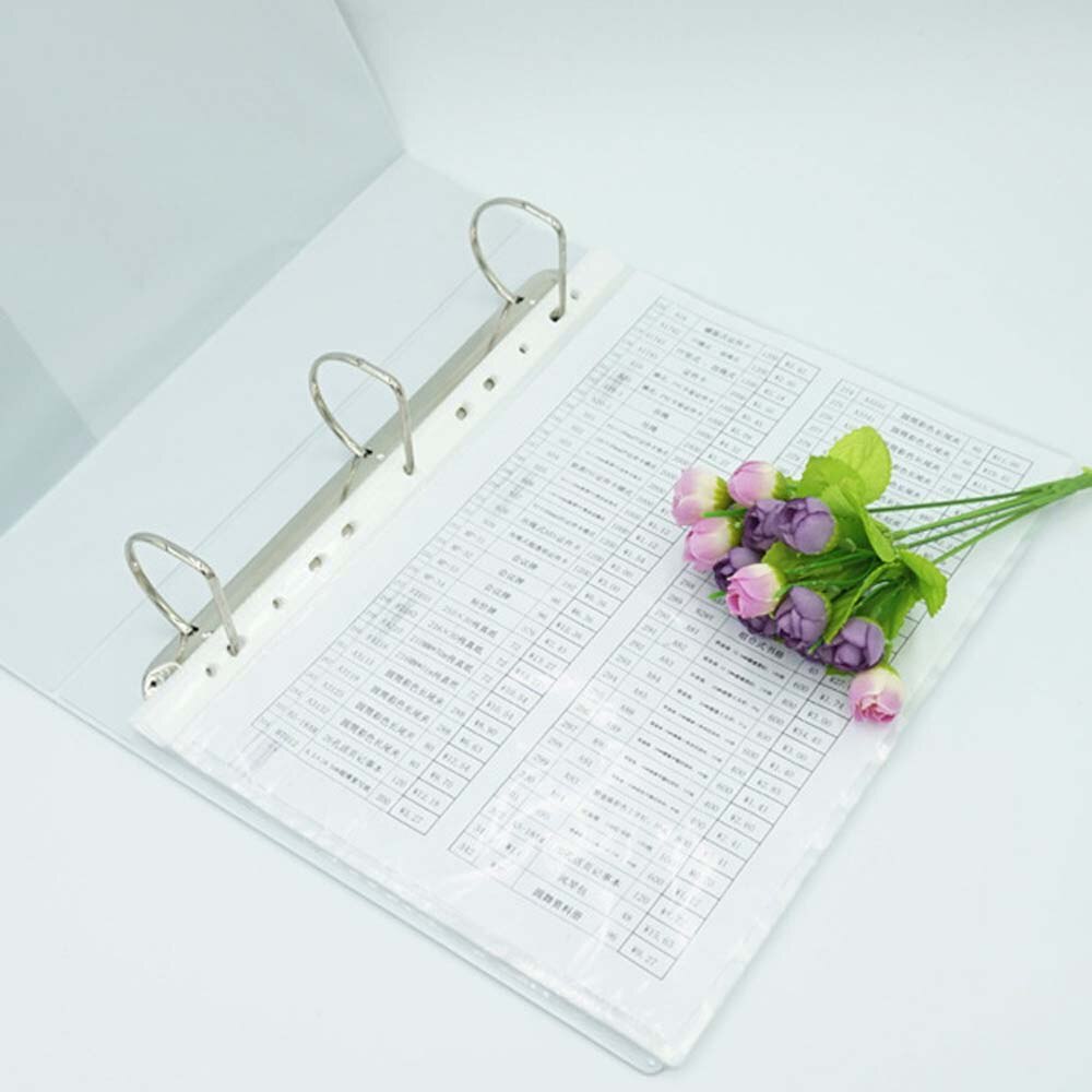 100Pcs A4 Duidelijke Bestand Foler Plastic Geslagen Zakken Mappen Filing Dunne 11 Gaten Losbladige Kantoor Documenten Vel Protectors