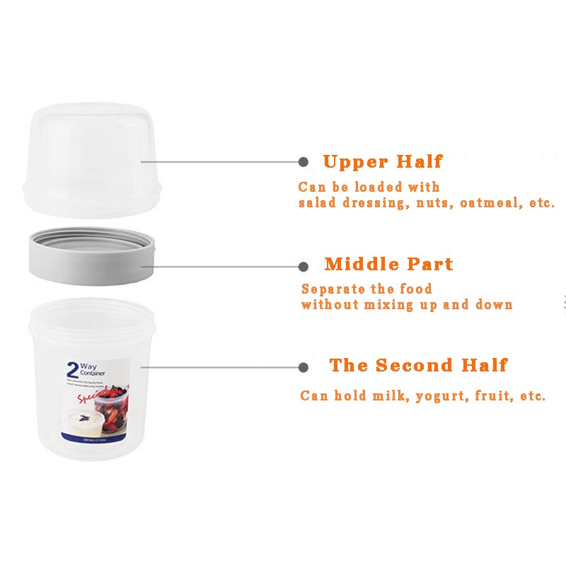 Double-decker Storage Box Portable Yogurt Salad Fruit Box Plastic Sealed Can Lunch Box Snack Nuts Food Supplement Box Kitchen