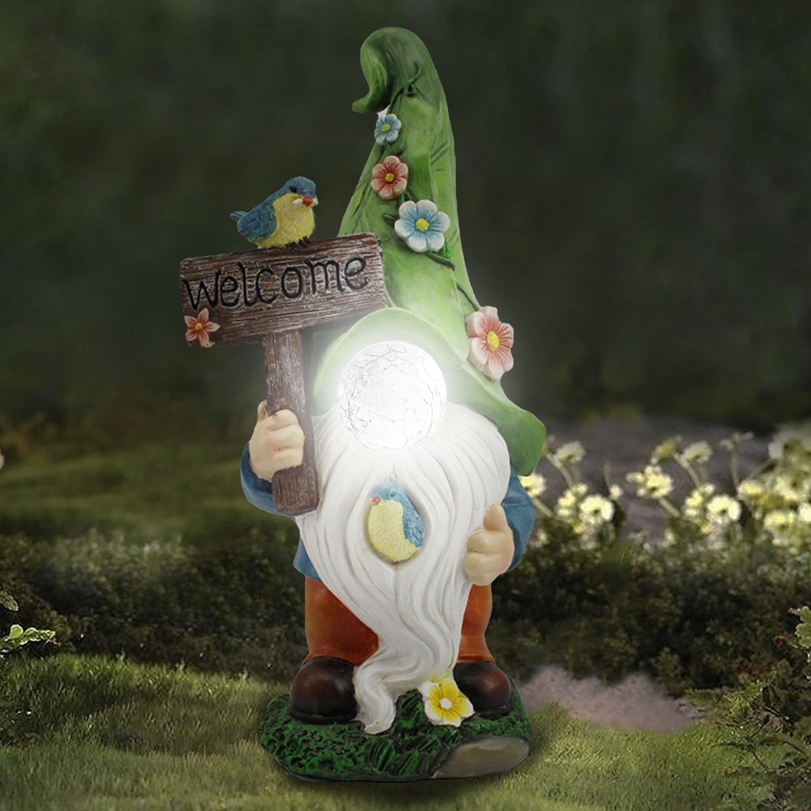 40# Dwarf Resin Ornament Garden Dwarf Statue With Solar Led Light Paques Garden Decoration Outdoor Sculptures Пасхальный Декор: J