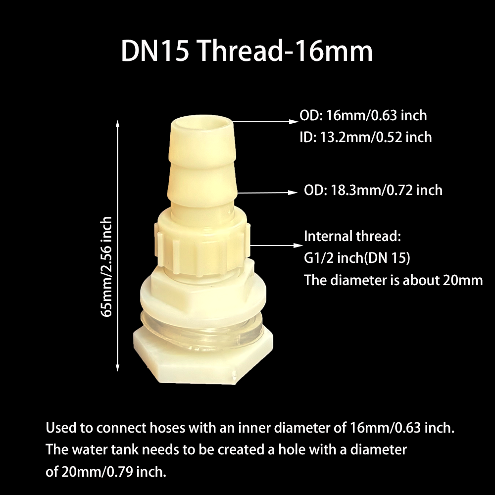 2Pcs Water Tank Hose Connector G1/2 inch DN15 Thread Outlet Plastic Poultry Pet Farming Pagoda Joint Coupling Irrigation: Yellow