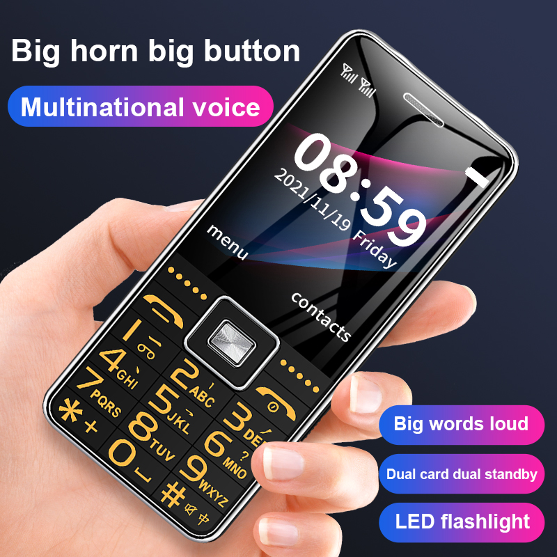 Teléfono GSM 2G BAR G600, tarjeta SIM Dual, batería de 6800mAh, tecla grande SOS, pantalla de 2,4 pulgadas, teléfono móvil para ancianos y mujeres, reccodificador de MP3