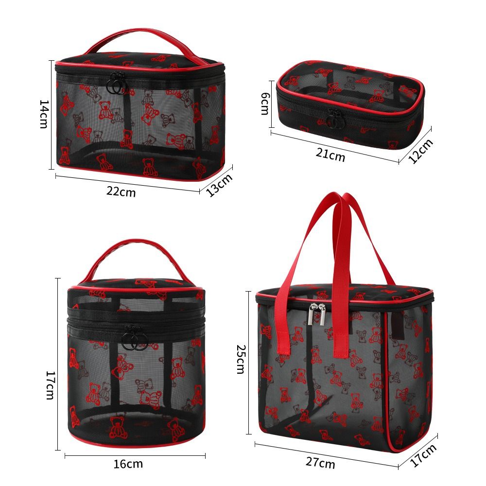 Large Capacity Mesh Cosmetic Bags Zipper INS Toiletries Storage Pouch with Handle Soft Perspective Makeup Bag Travel