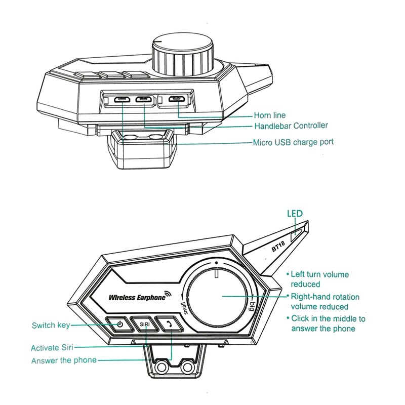 BT18 Moto awiofon Bluetooth V5.0 kask z zestawem słuchawkowym stereofoniczny kask słuchawki z zestawem głośnomówiącym motocykl radio FM słuchawki