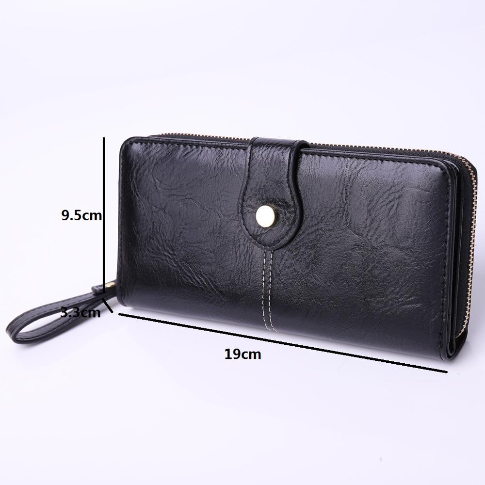 Præget læder lang clutch pung til kvinder stor kapacitet multifunktion lang clutch punge telefontaske mønt dame pung  #15