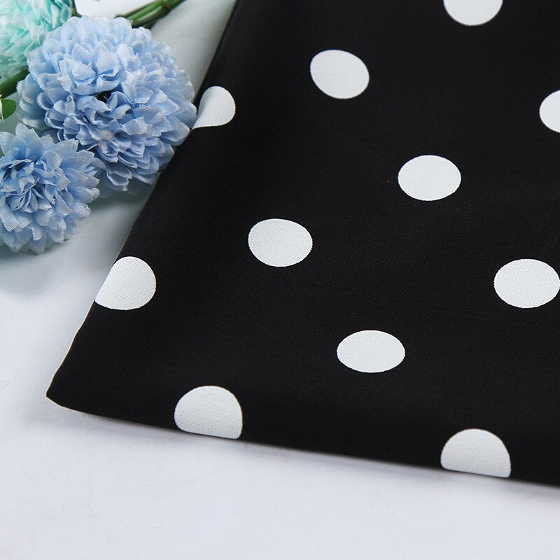 Soft Black and White Polka Dot Chiffon Dress Fabric by the Meter