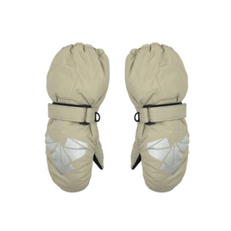 freundlicher Winter Warme Handschuhe Jungen Mädchen Geometrische Druck Dicken Fäustlinge Winddicht Wasserdichte draussen Ski Handschuh: Beige