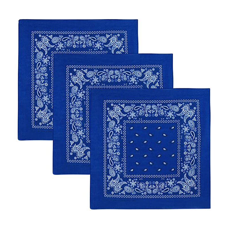 Zestaw 3 bandany robić jazdy rowerem Paisley 100% Bandana bawełniana plac na zewnątrz szalik czarny czerwony wzór Paisley pałąk drukowane dla kobiet/mężczyzn/chłopiec: szafir