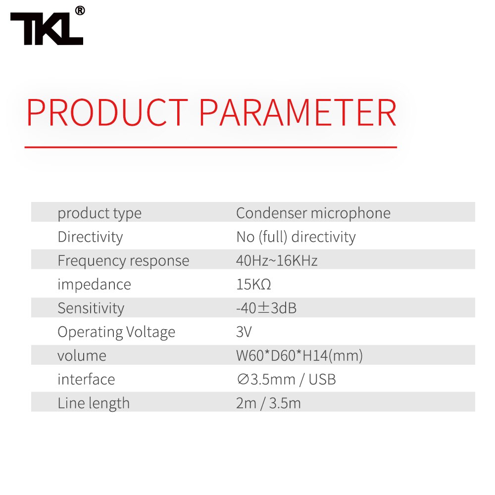 TKL USB Condenser Microphone Omni-directional tabletop Mic for Meeting Computer Laptop Voice direct pickup microphone