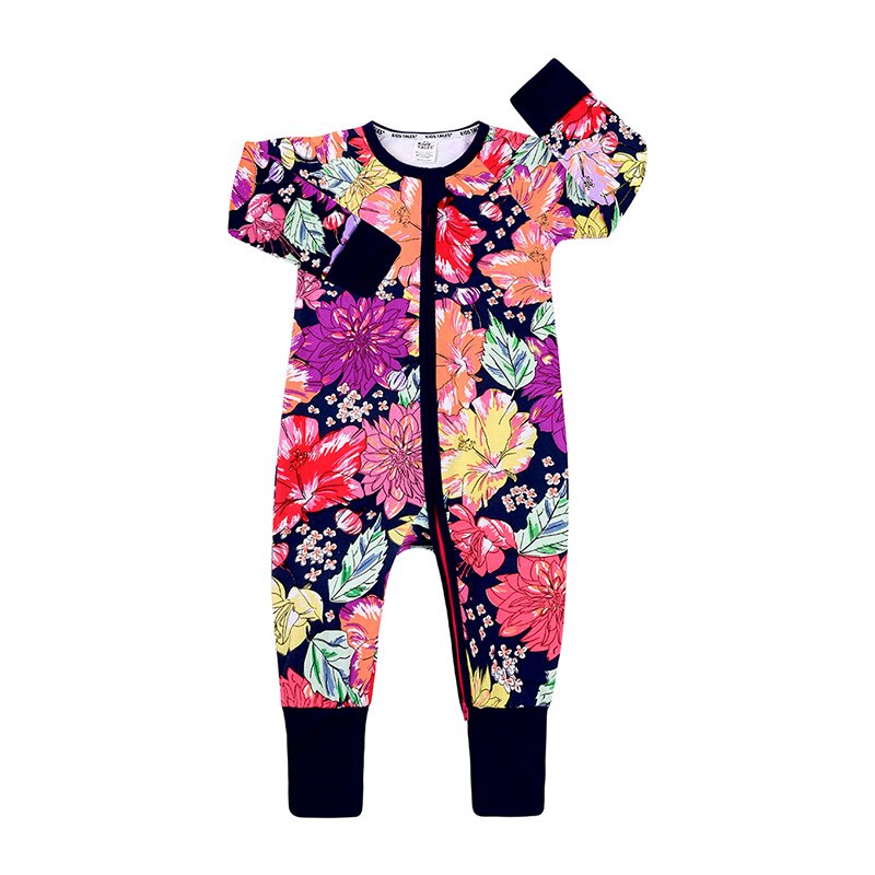 Herfst Lente Baby Baby Rompertjes Cartoon Fruit Gedrukt Katoen Lange Mouw Jumpsuit Jongens Meisjes Kleding: Black / 3T(2-3Y)
