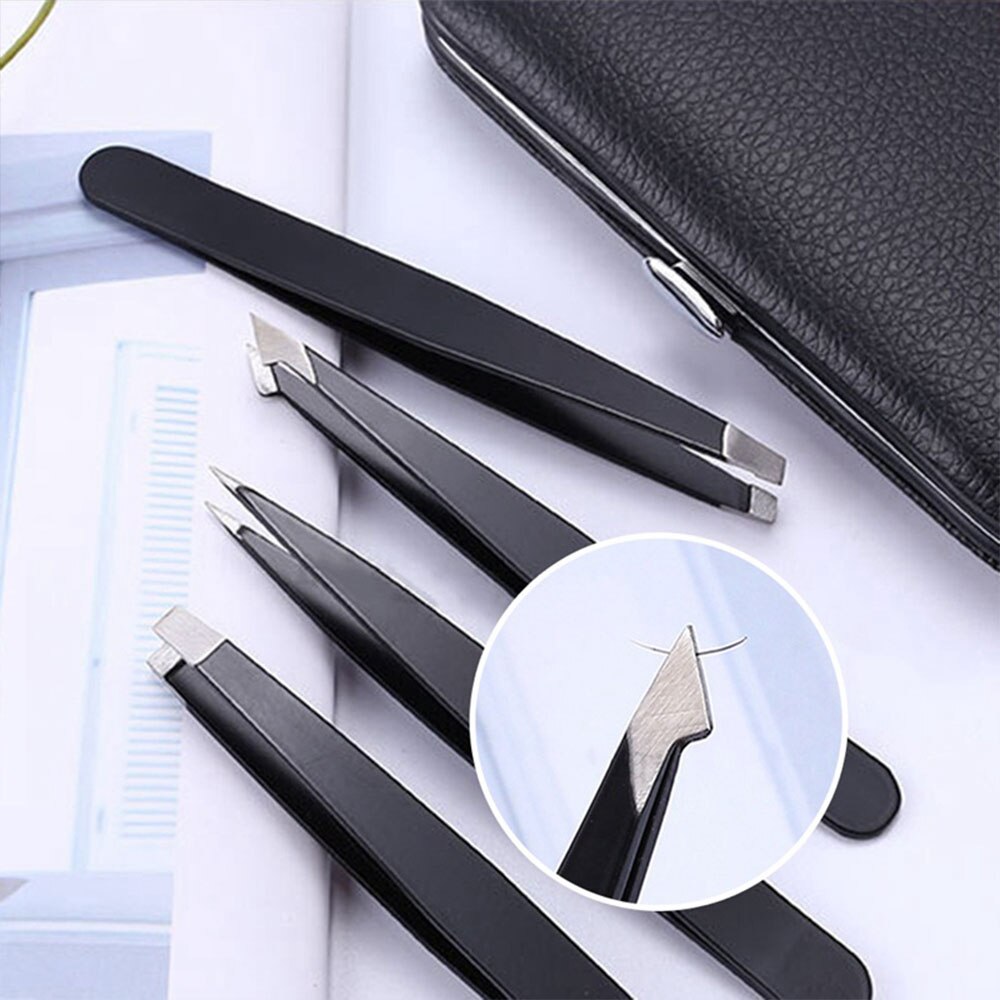 4 stücke Professionelle Edelstahl Präzision Pinzette für Augenbrauen Zupfen Punkt Spitze/Slant Tipp/Flache Spitze Haar Entfernung make-up-Tools