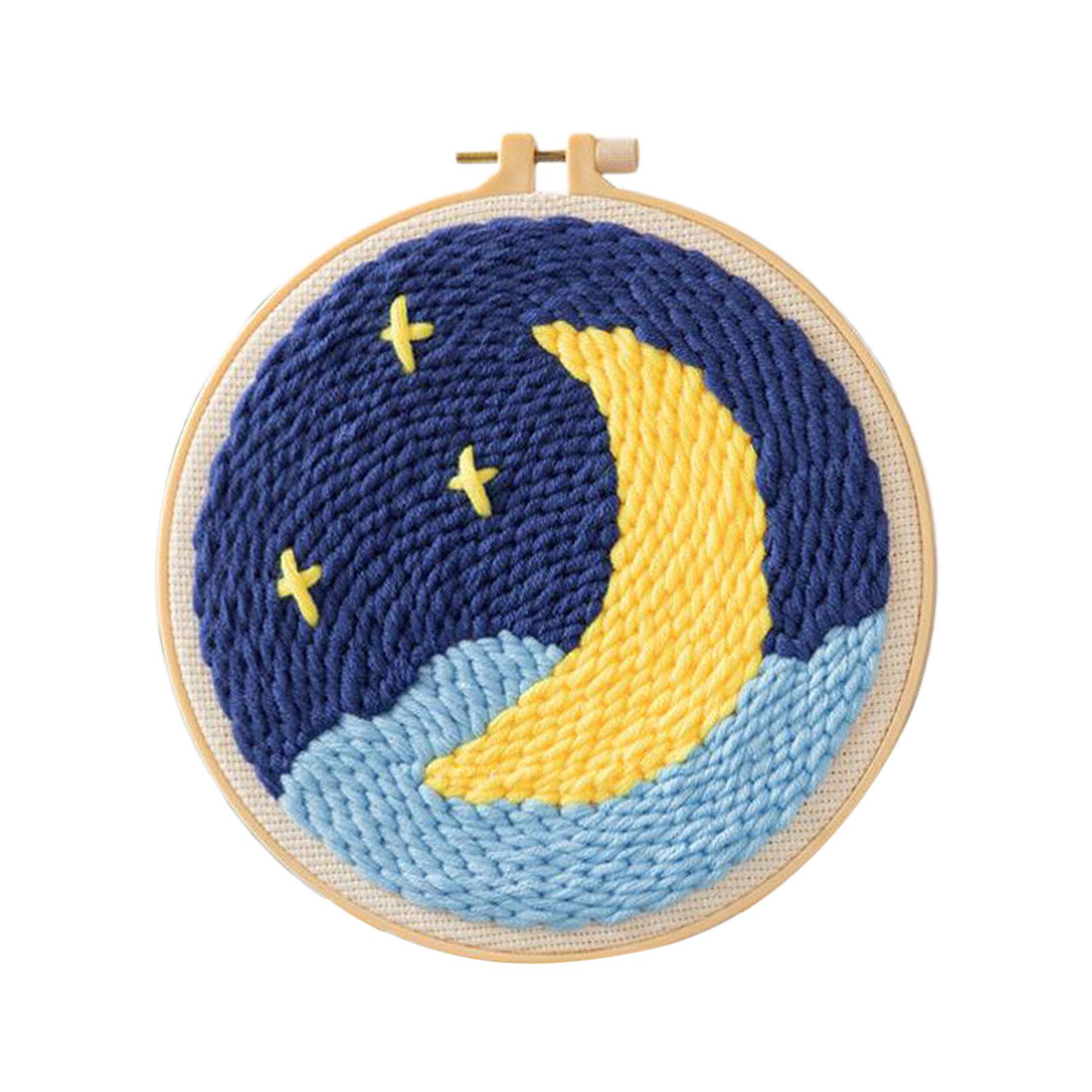 Punch Embrodiery Starter Moon Star Punch Naald Kit Zacht Garen Diy Handwerken Borduren Craft: E