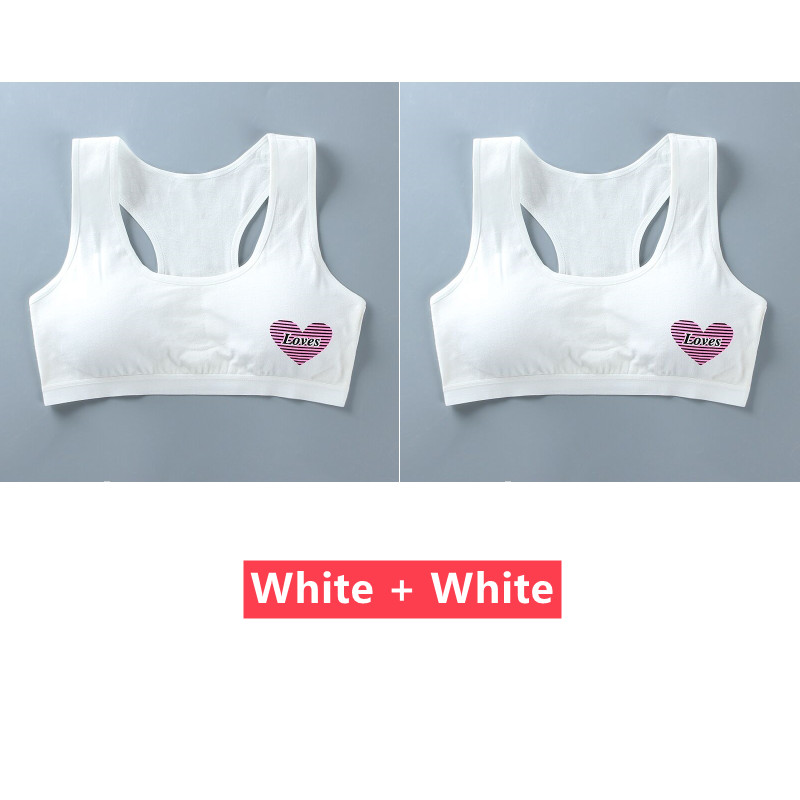 2PC Bras for Teen Girls Training Bras 14 Years Kids Soft Underwear Girls Breathable Children Cotton Sports Bras: 2bai