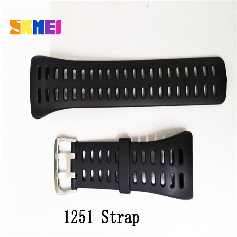 Skmei 1025 1068 0931 1016 1019 1251 Strap Watch Strap Plastic Rubber Straps For Different Model Bands Strap Watchbands: 1251 Strap black