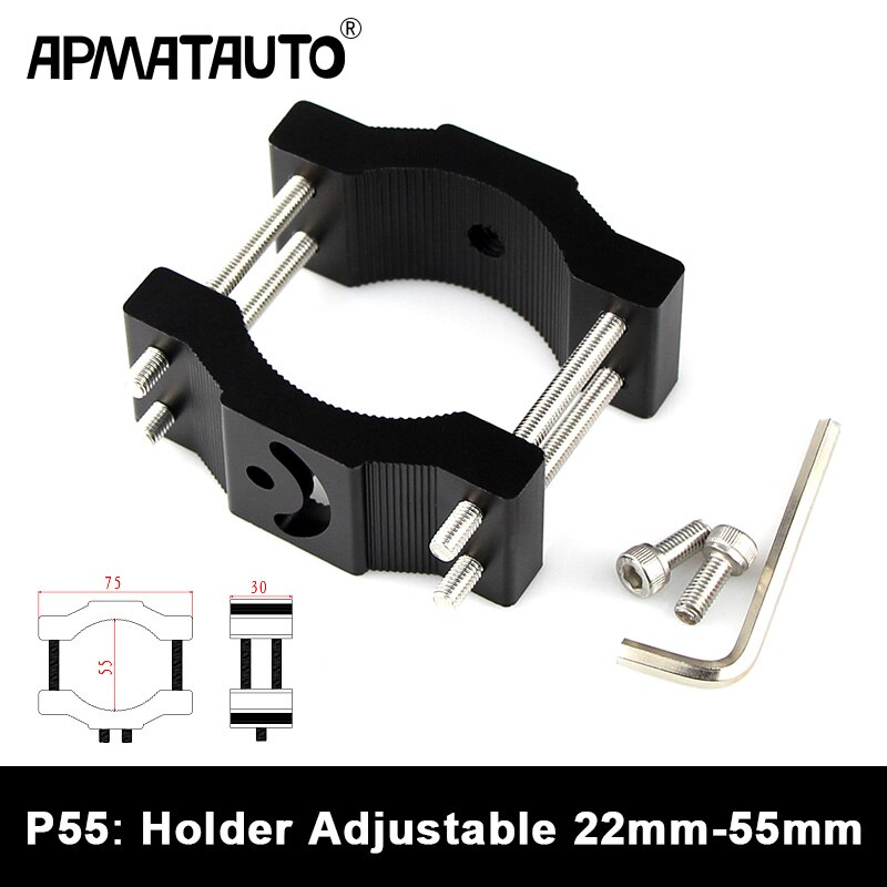 Motorcykel beslag kofanger montering klemme motorcykel forlygte monteringsbeslag justerbar led lys beslag holder support de phare: 1pc p55 22-55mm