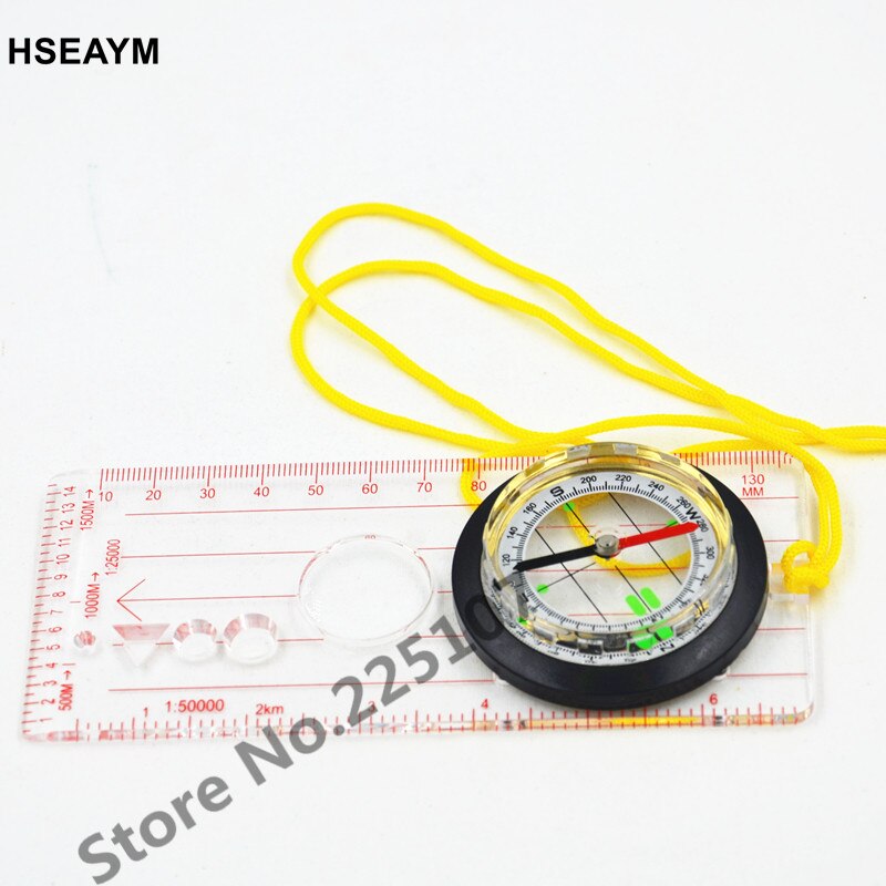 HSEAYM Drawing Scale Compass Folding Map Ruler Survival Tool Car Camping Hiking Pointing Guide Portable Handheld Compass