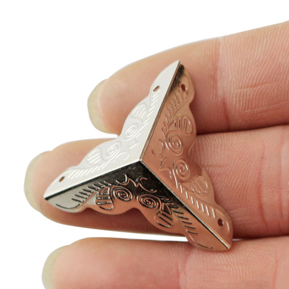 8pcs/pack Antique Style Jewelry Box Hardware Corner Feet Protect Angle Carved Decorative Wooden Case Edge With Nails Furniture