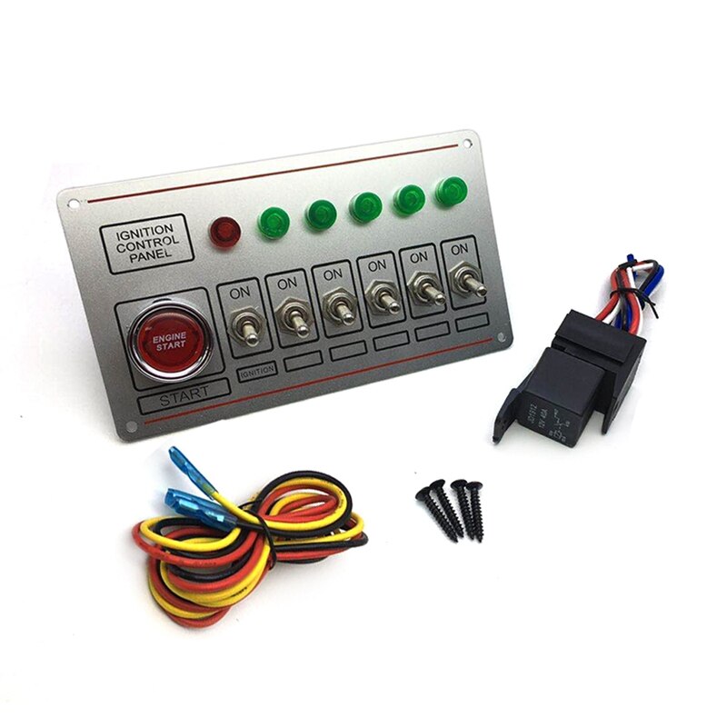Car Switch Panel for Racing Ignition Switch 6 Toggle Quick Off Switch Engine Start Button 6 Indicator Light 12V 40A: Default Title