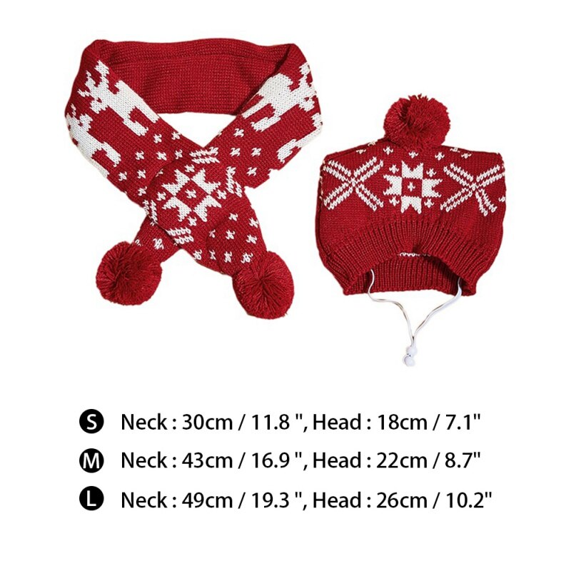 Conjunto de gorro y bufanda de punto para mascota, traje de invierno cálido para cachorro, Chihuahua, accesorios de Navidad