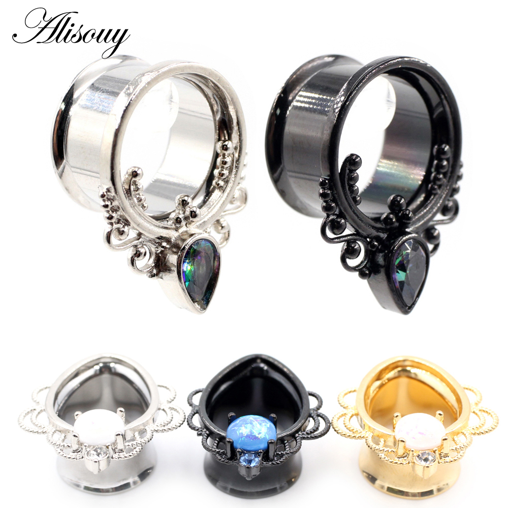 Alisouy 2PC Ear Piercing Plugs Tunnels Expanders Body Jewelry Gauges Studs Stretcher Earrings Jewelry 0G 00G