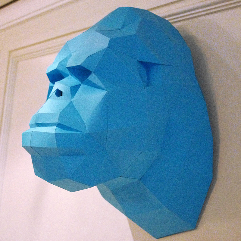 Tête de gorille King Kong en papier 3D, Papercraft, décoration murale, puzzle, bricolage éducatifs, pour enfants: King Kong