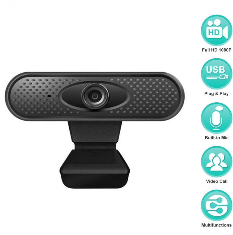 1080P HD webcam with built in mic for laptops and desktops Android TV high def fixed focus web camera with digital stereo mic