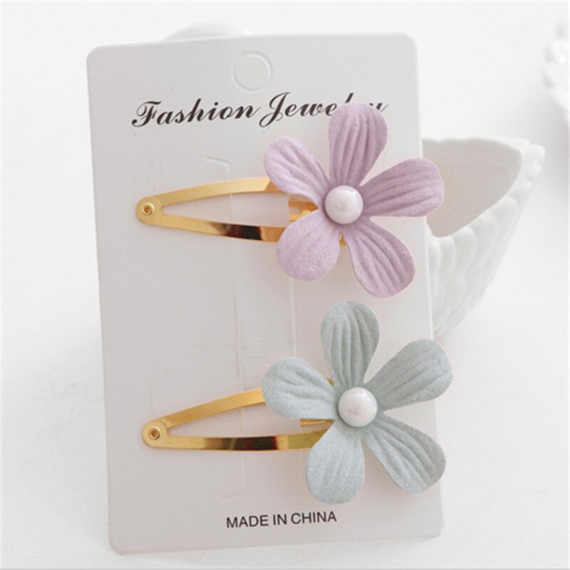 2 pçs criança meninas do bebê crianças pérola flor bohemia grampos de cabelo acessórios grampos de cabelo dos desenhos animados barrette presente foto