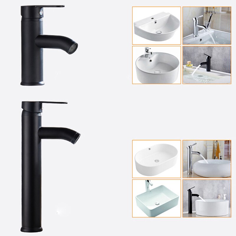 Basin Basin Deck Mounted Sink Cold Water Bathroom Faucet Mixer Taps Stainless Steel Matte Black Lavatory Sink Tap Tools