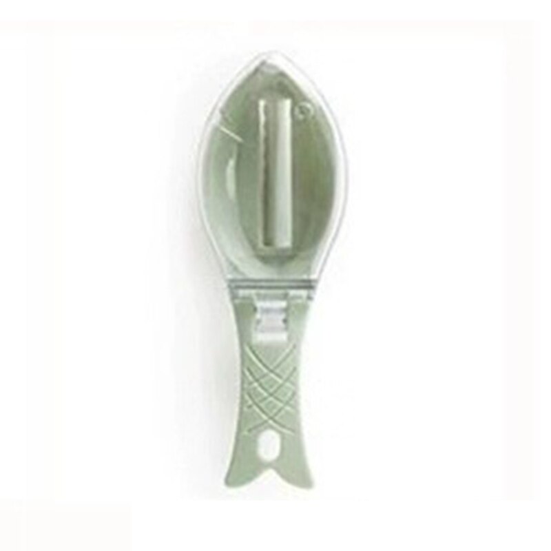Fish Skin Scraping Scale Peeler with Lid Household Kitchen Tools Fish Shape Fast Removal Hand Tool K888: Green