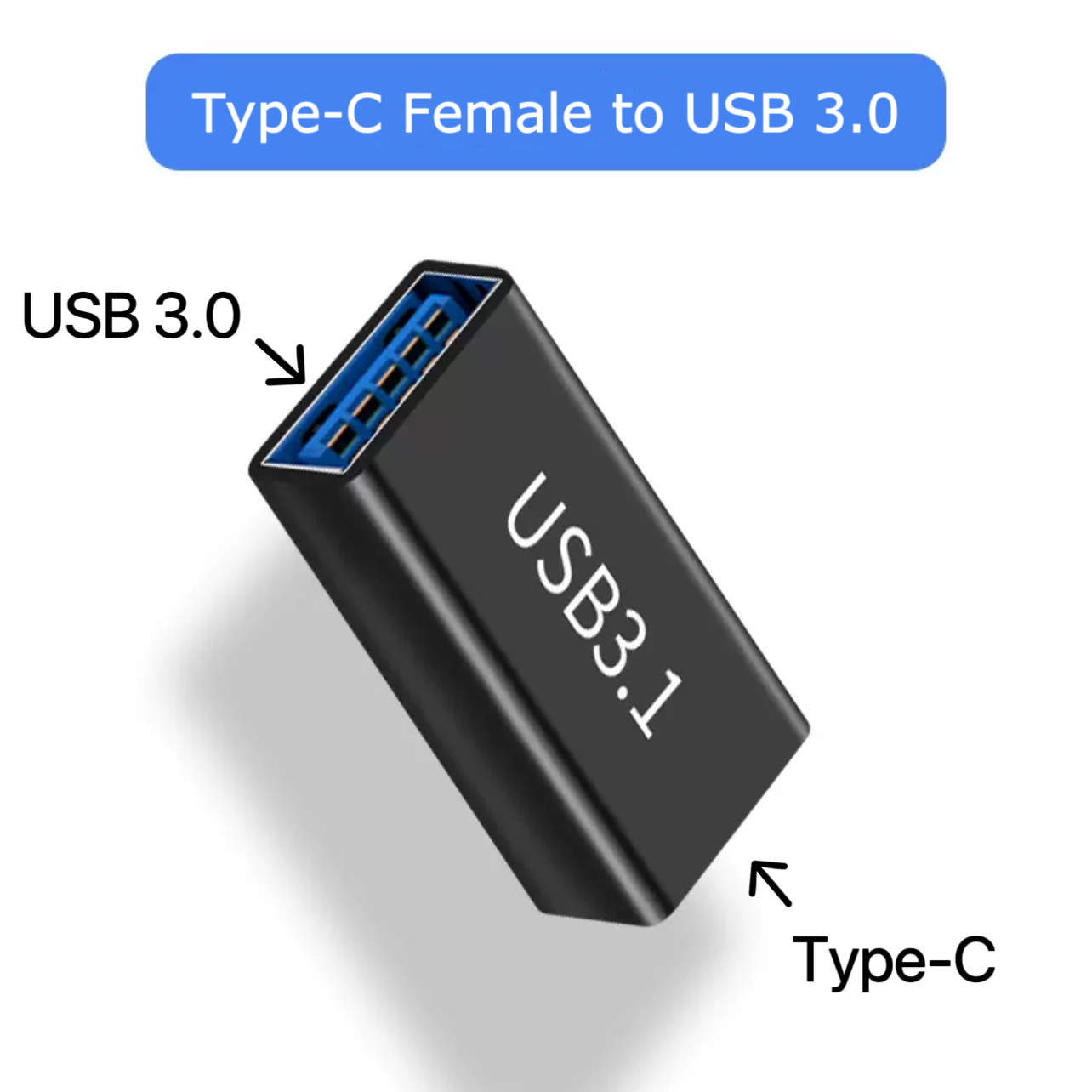 USB 3.0 Coupler Female to USB Type C Female Adapter Super Speed USB3.0 Type-C Extender Connection Converter: Dark Grey / Under 5Pcs