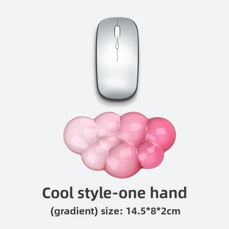 Mouse pad with wrist support keyboard support non-slip silicone transparent gradient cloud shape desktop office game mouse wrist: Khaki