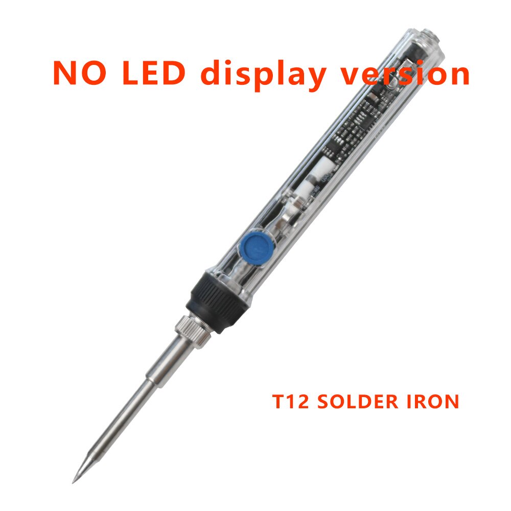 DC 16-24V 72W T12 Mini electric soldering iron adjustable temperature digital display Transparent plastic shell handle DC5521