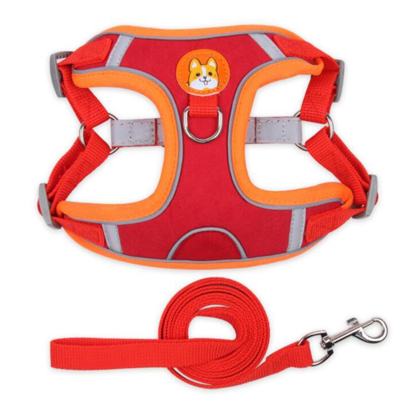 Breathable Small Dog Harness And Leash Cloth Safety Mesh Chest Strap Collar For Kitten Cat Chihuahua Pug Bulldog Cats Vest: Red / M