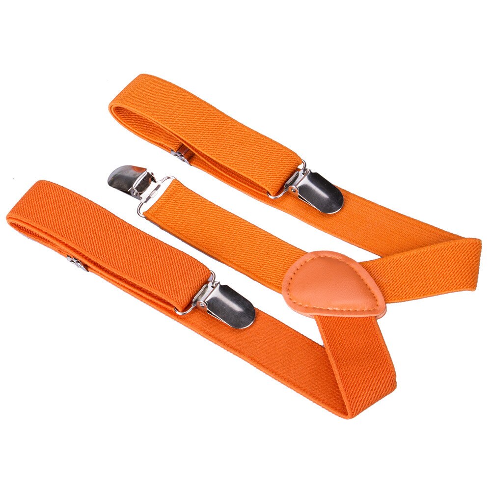 Børn drenge piger solide elastiske seler klip-on y-formede justerbare stropper seler: Orange