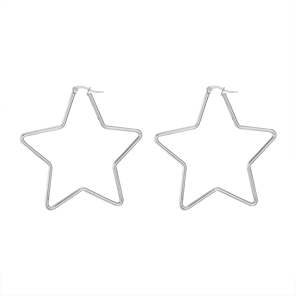 30mm 50mm 60mm 70mm Geometry Star Earrings For Women Stainless Steel Hoops Ear Nipple Piercing Ring Golden Steel Jewelry