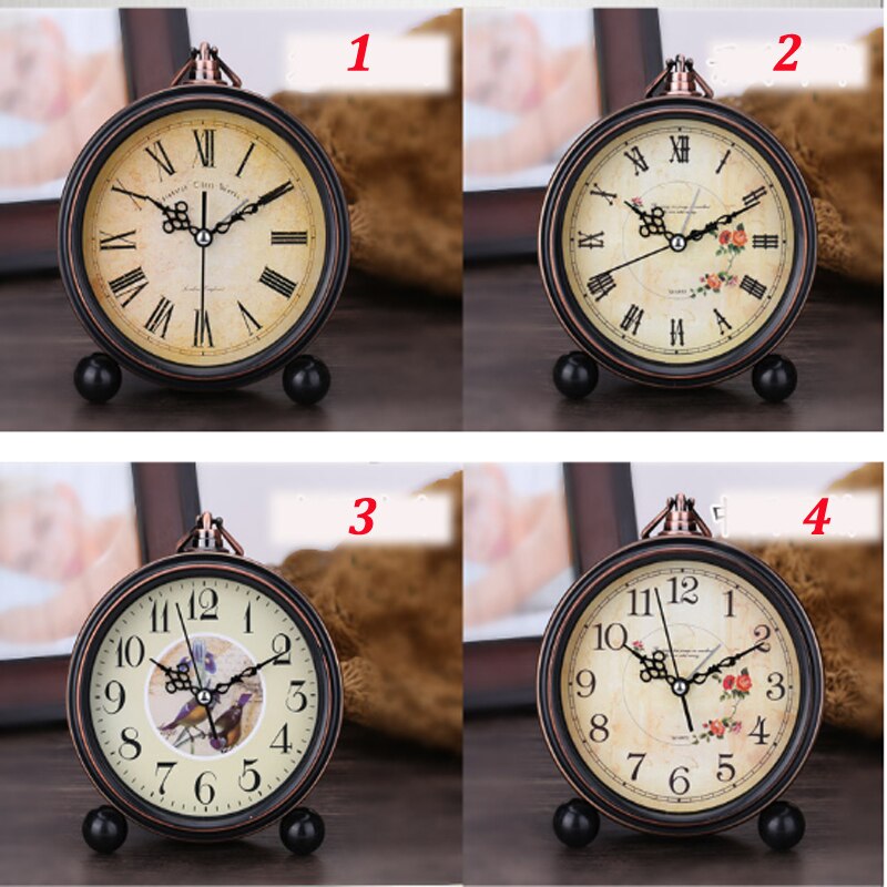 4 Inch Retro Amerikaanse Stille Klok Creatieve Mute Horloge Thuis Slaapkamer Kantoor Klokken