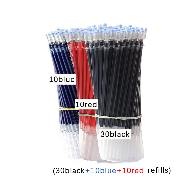 Juego de bolígrafos de Gel de 0,35mm, set de bolígrafos de tinta reemplazable, varillas de recarga de tinta azul, roja y negra, para oficina y escuela, 54 unidades: Amarillo claro