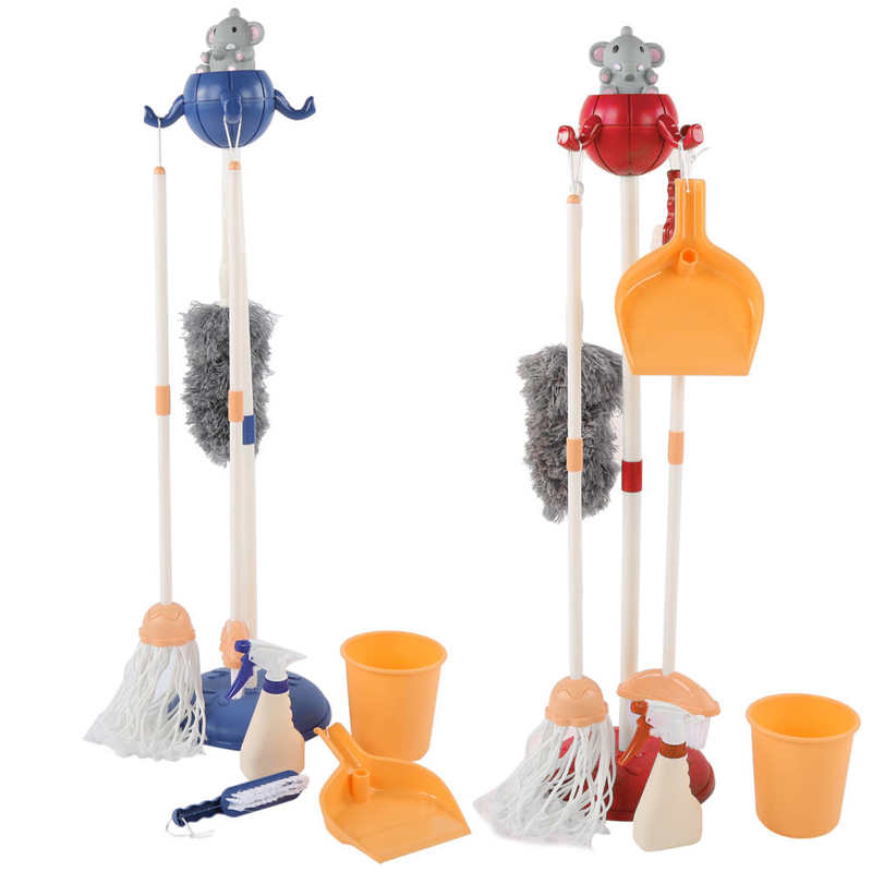 Enfants éléphant ménage outil jouets en plastique dessin animé semblant jouer nettoyage balai vadrouille brosse ensemble jouets éducatifs pour enfants