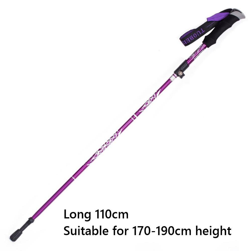 Hiking Poles Aluminum Alloy Ultra Light Walking Sticks Telescopic Folding Hiking Poles Outdoor Equipment: Purple Long