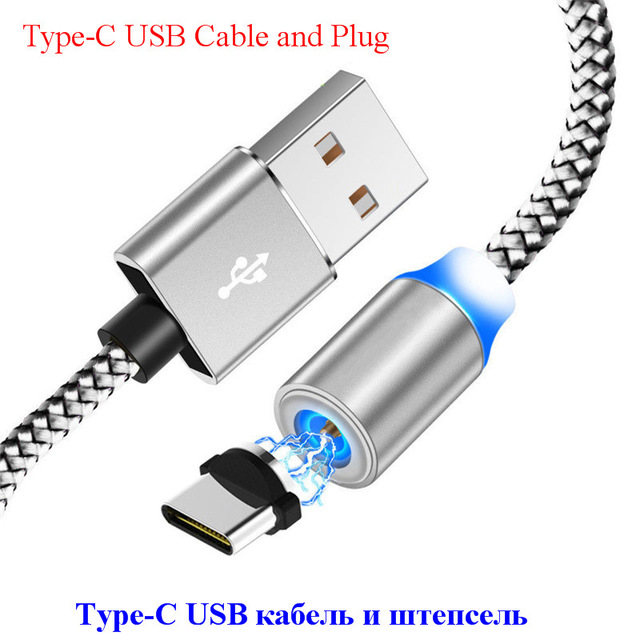 Magnetyczny kabel Micro USB do iphone'a Samsung Android szybka ładowarka magnetyczna kabel USB typu C przewód do telefonu komórkowego: Silver For Type C
